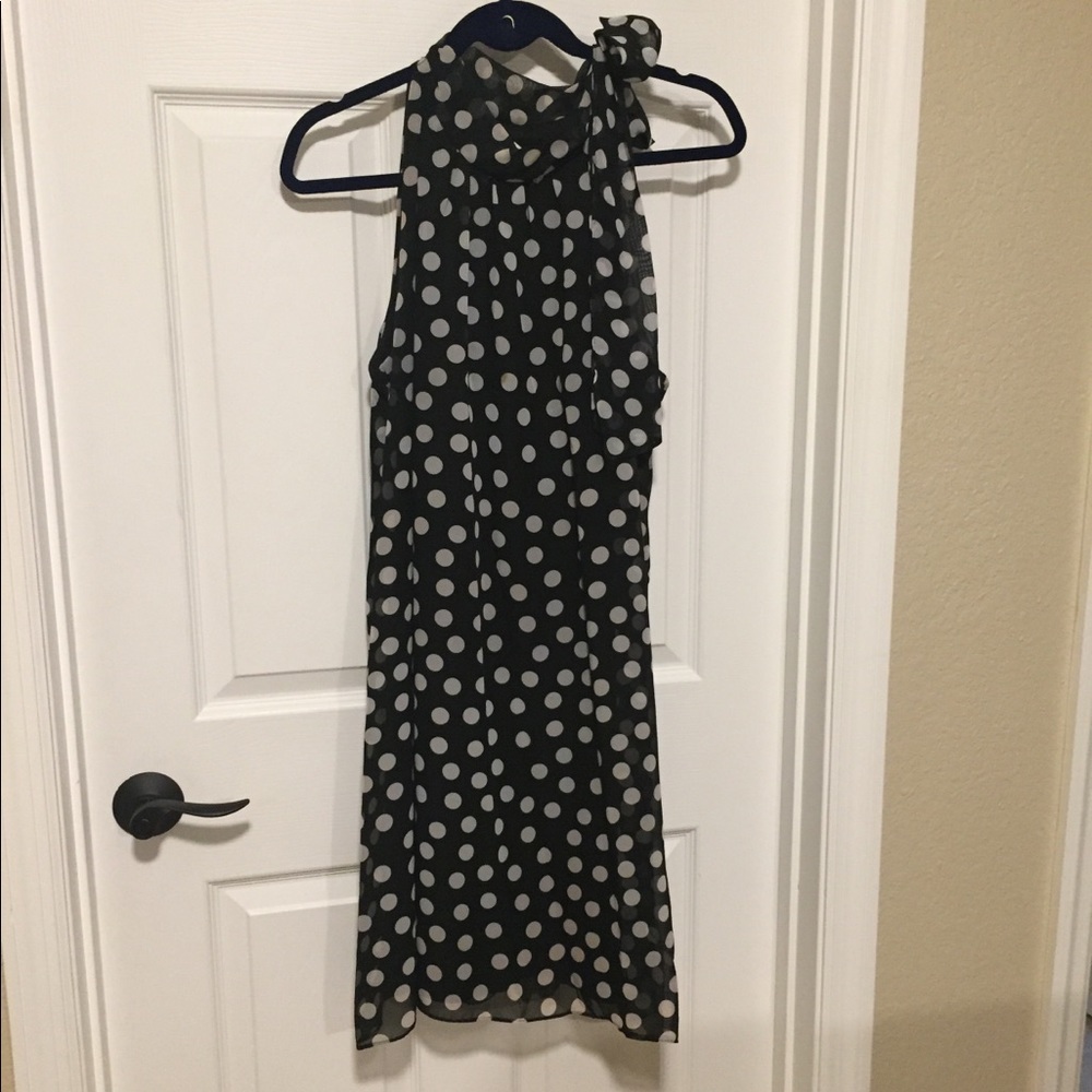 JBS Black Polka Dot Neck Tie Dress - Size 12